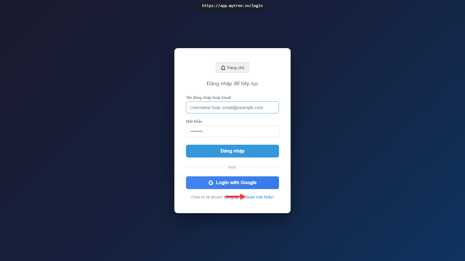 Link quên mật khẩu